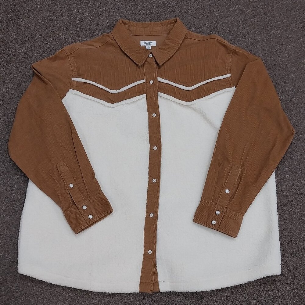 Wrangler Women's Retro Americana Sherpa Shirt-Jacket - Caramel